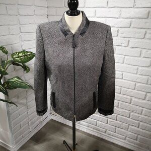Albert Nipon Ladies Size 10 Black & Dark Grey Fully Lined Wool Blazer